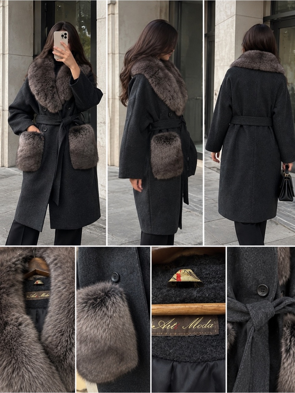 Wool Coat with Detachable Fur